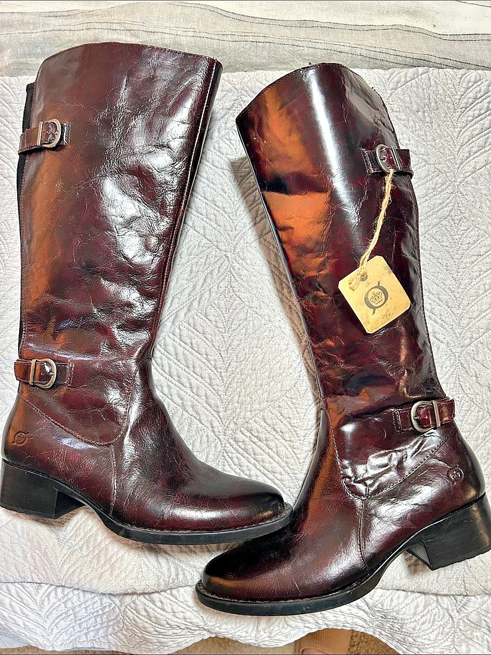 Born Leather Tall Heeled Boots in oxblood 8.5